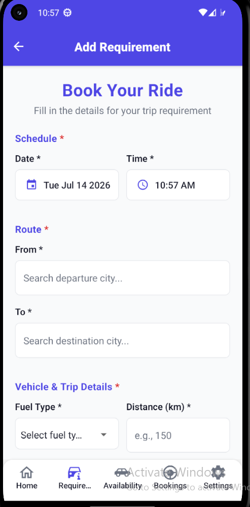 KT Rides app screen